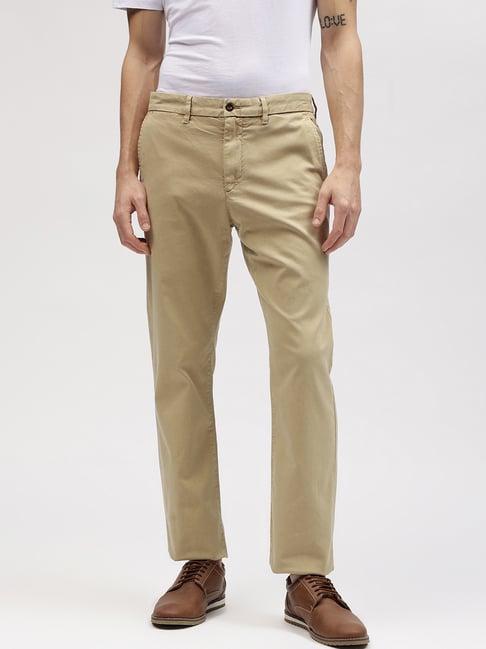 gant brown cotton slim fit trousers