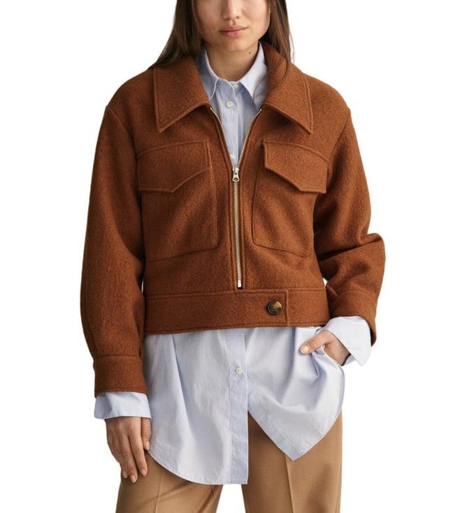 gant brown fashion regular fit casual jacket