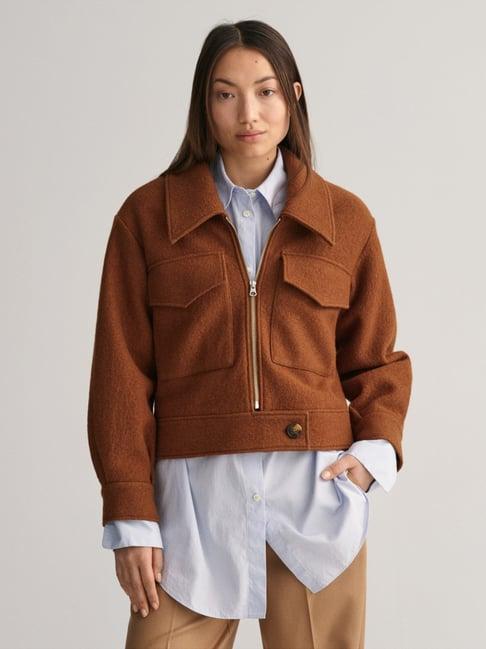 gant brown loose fit jacket