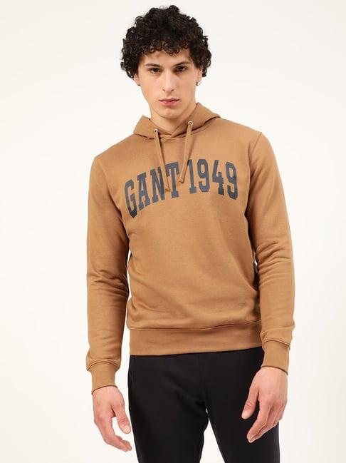 gant brown slim fit printed sweatshirt