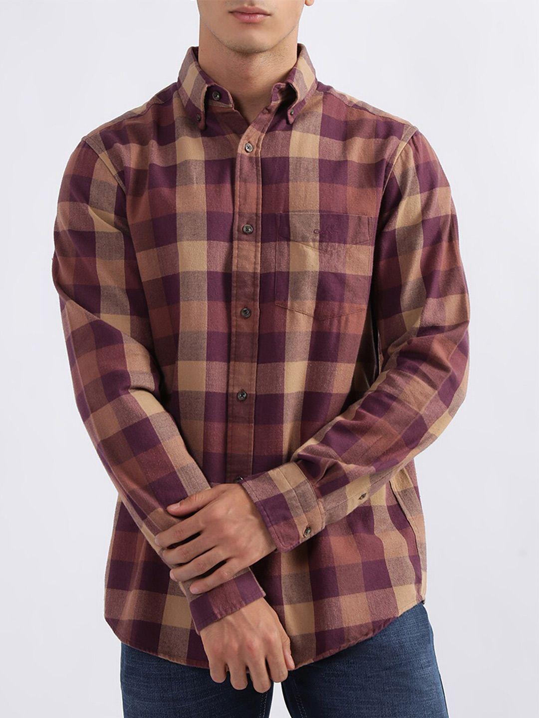 gant buffalo checks opaque checked cotton casual shirt