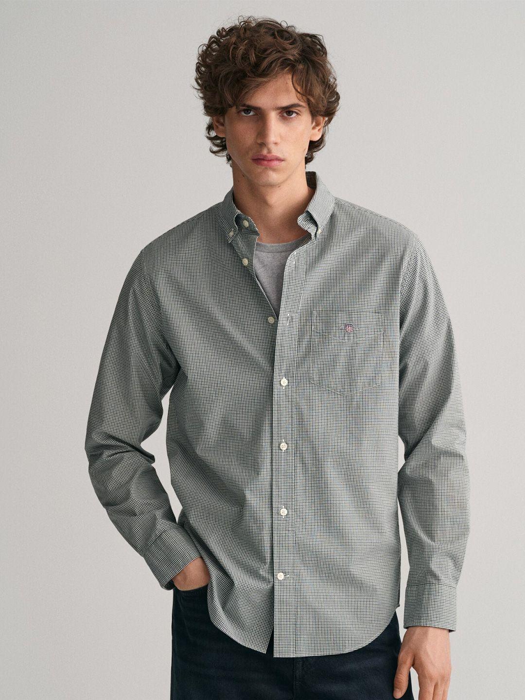 gant checked button-down collar casual pure cotton shirt