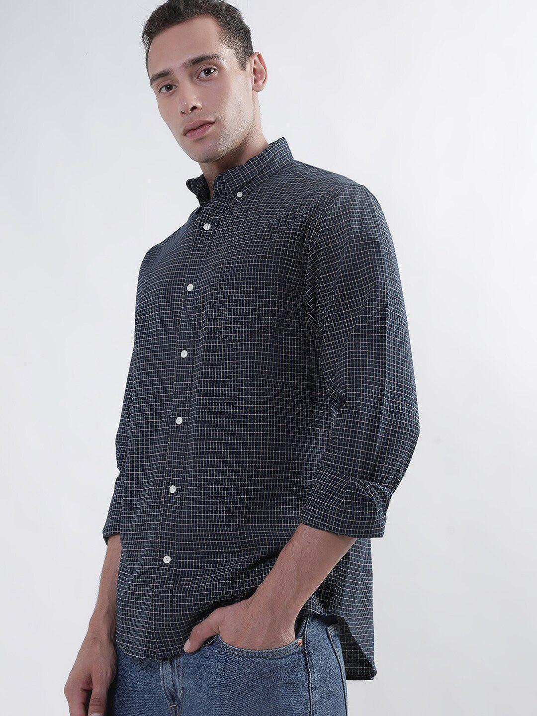 gant checked button down collar opaque pure cotton casual shirt