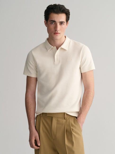 gant cream cotton regular fit polo t-shirt