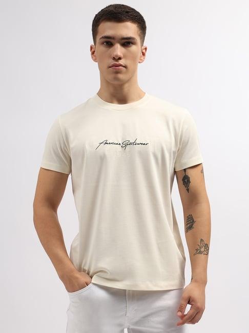 gant cream cotton regular fit printed t-shirt