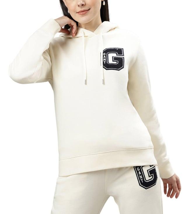 gant cream logo regular fit hoodie