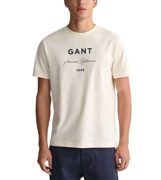 gant cream logo regular fit t-shirt