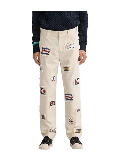 gant cream mid rise chinos