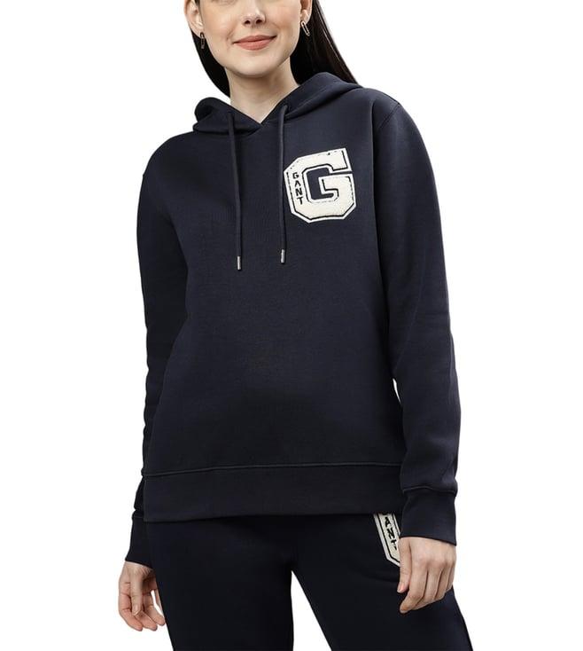 gant dark blue logo regular fit hoodie