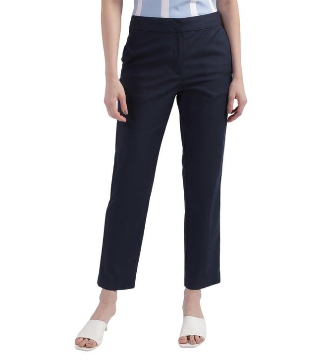 gant dark blue slim fit flat front trousers