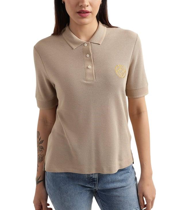 gant dark khaki preppy relaxed fit polo t-shirt