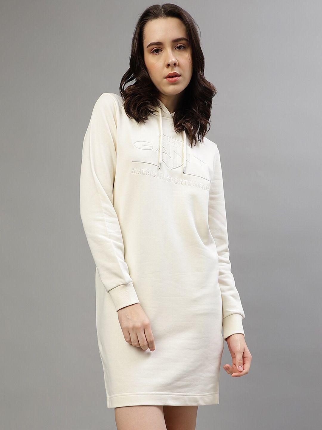 gant embroidered hooded t-shirt dress