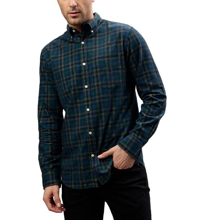 gant forest green fashion checked regular fit shirt