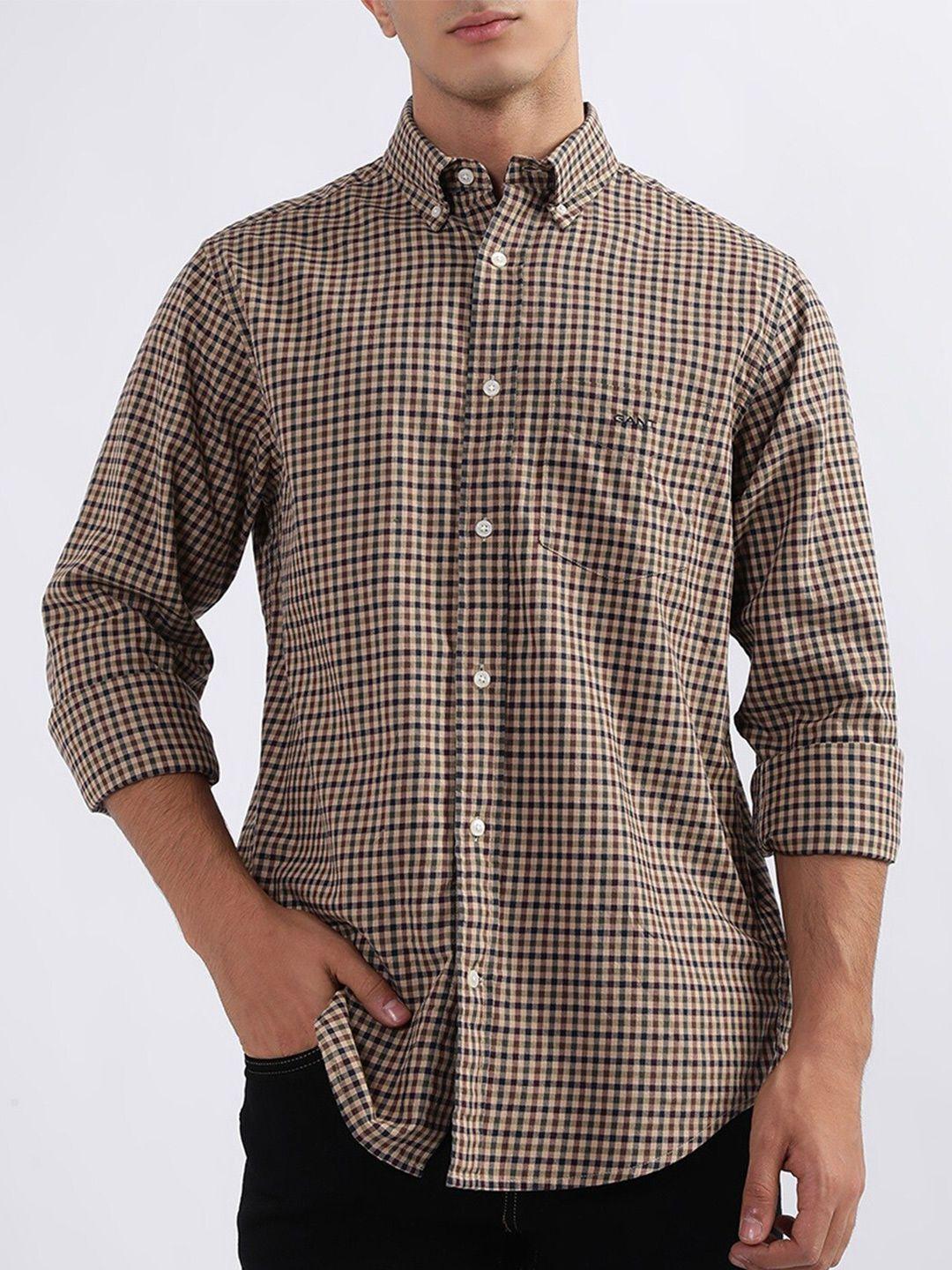 gant gingham checks opaque checked cotton casual shirt