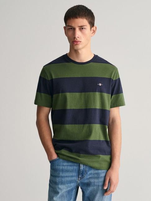 gant green cotton regular fit striped t-shirt