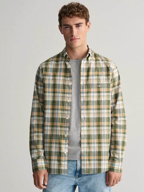 gant green regular fit checks shirt