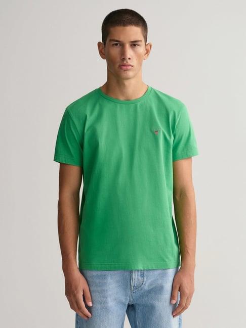 gant green regular fit cotton crew t-shirt