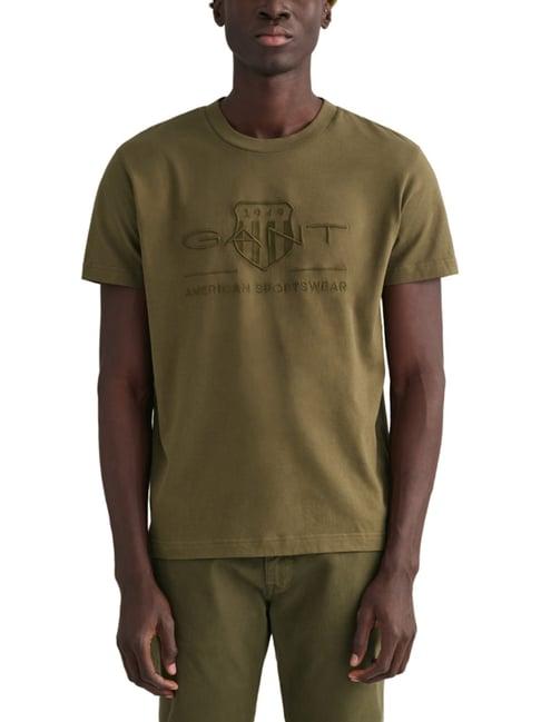 gant green regular fit logo printed t-shirt