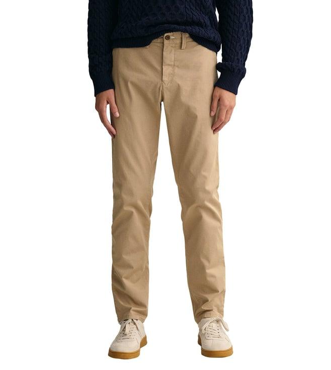 gant hallden twill slim beige mid rise chinos