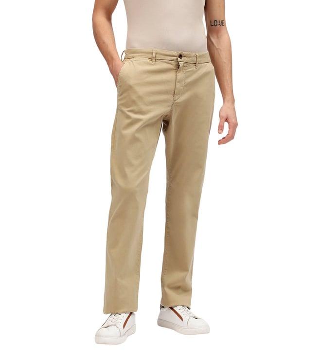 gant khaki slim fit flat front trousers