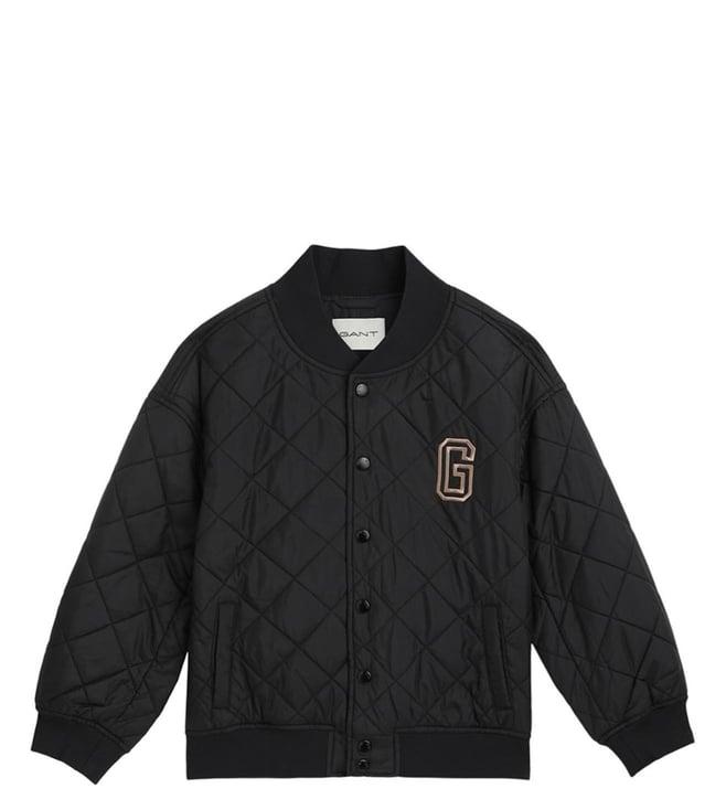 gant kids black relaxed fit quilted bomber jacket