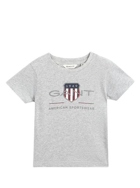 gant kids grey logo print t-shirt