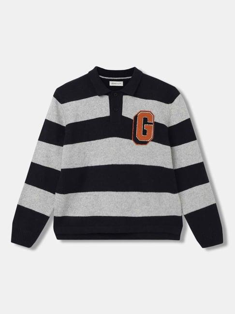 gant kids navy & grey striped full sleeves sweater
