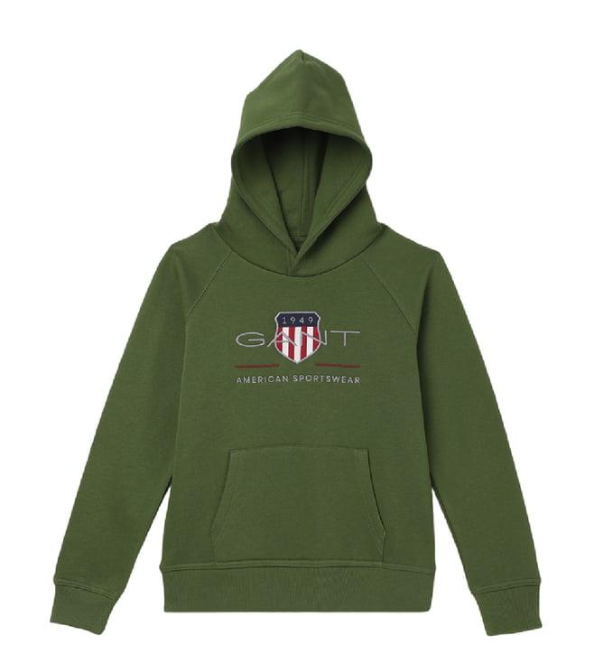 gant kids olive fashion embroidered logo regular fit hoodie