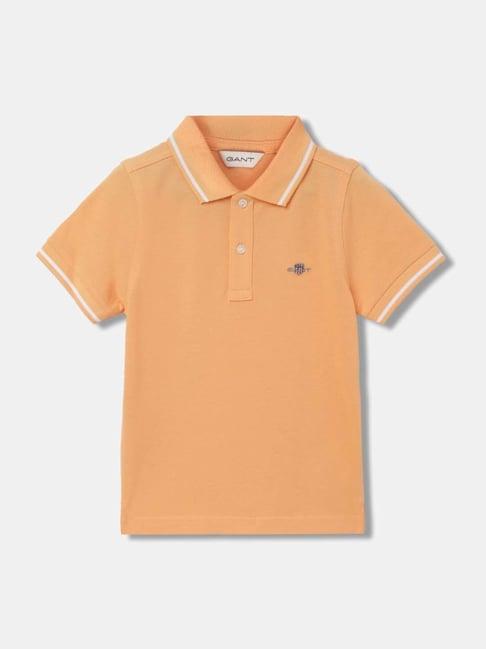 gant kids orange cotton logo polo t-shirt