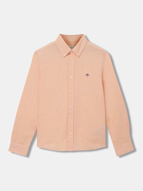 gant kids peach cotton logo full sleeves shirt