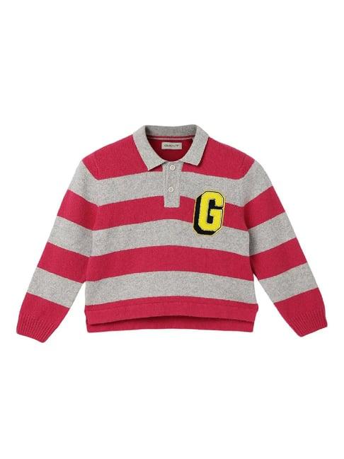 gant kids pink striped full sleeves sweater