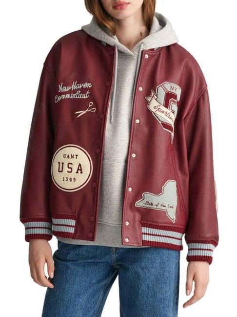 gant maroon printed jacket