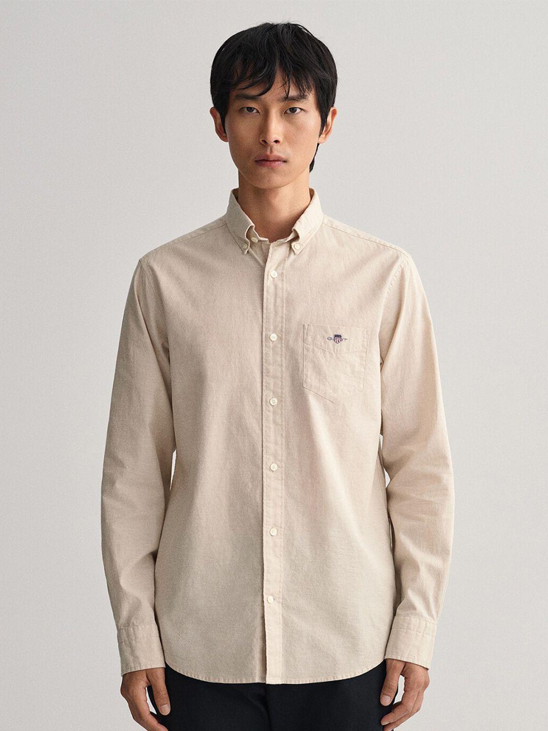 gant men beige classic casual shirt