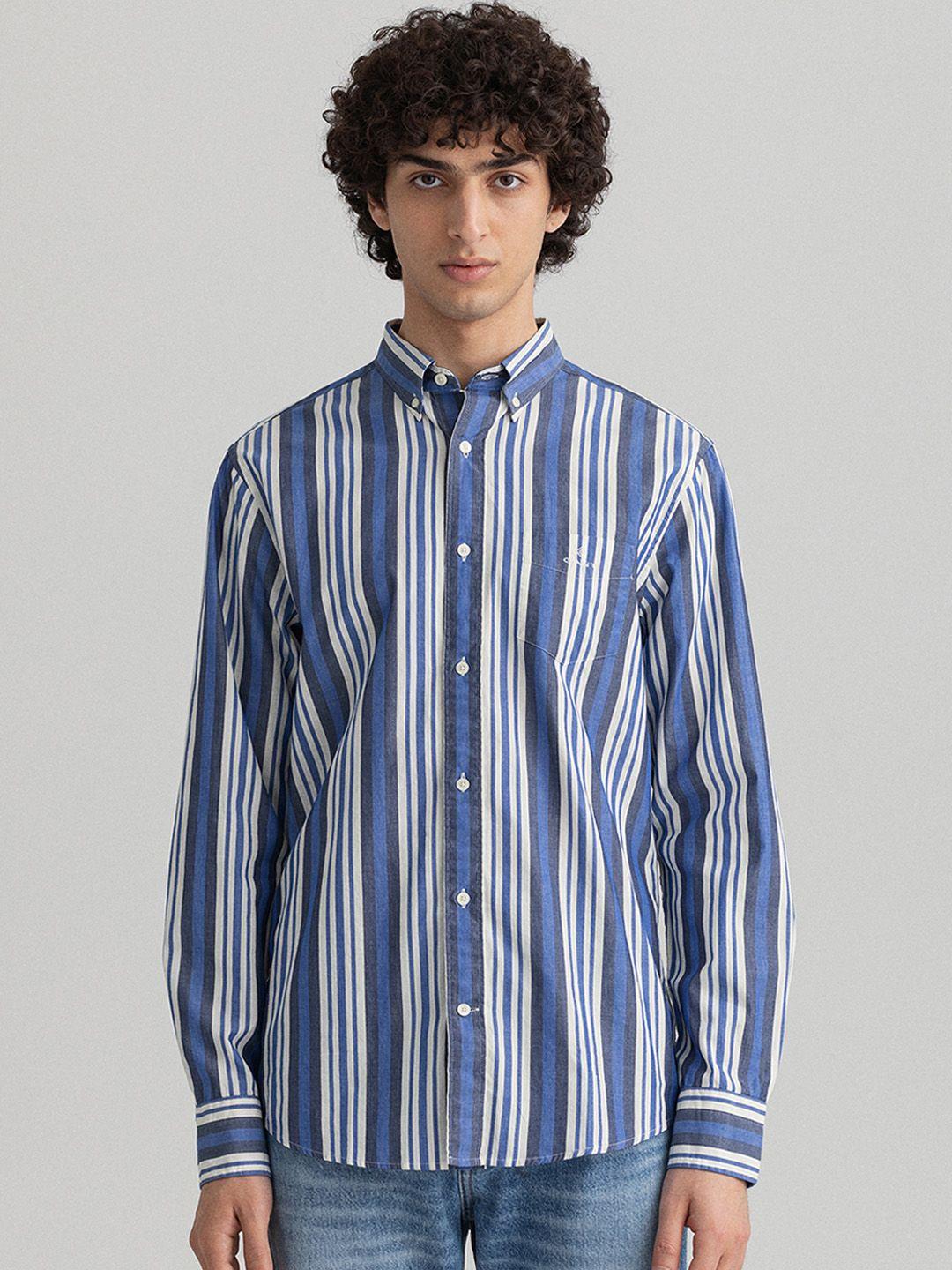 gant men blue striped casual shirt