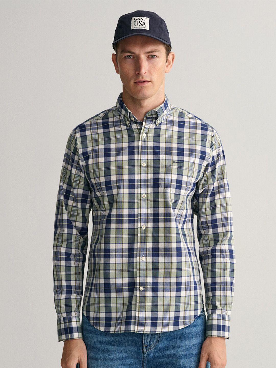 gant men classic checked cotton casual shirt