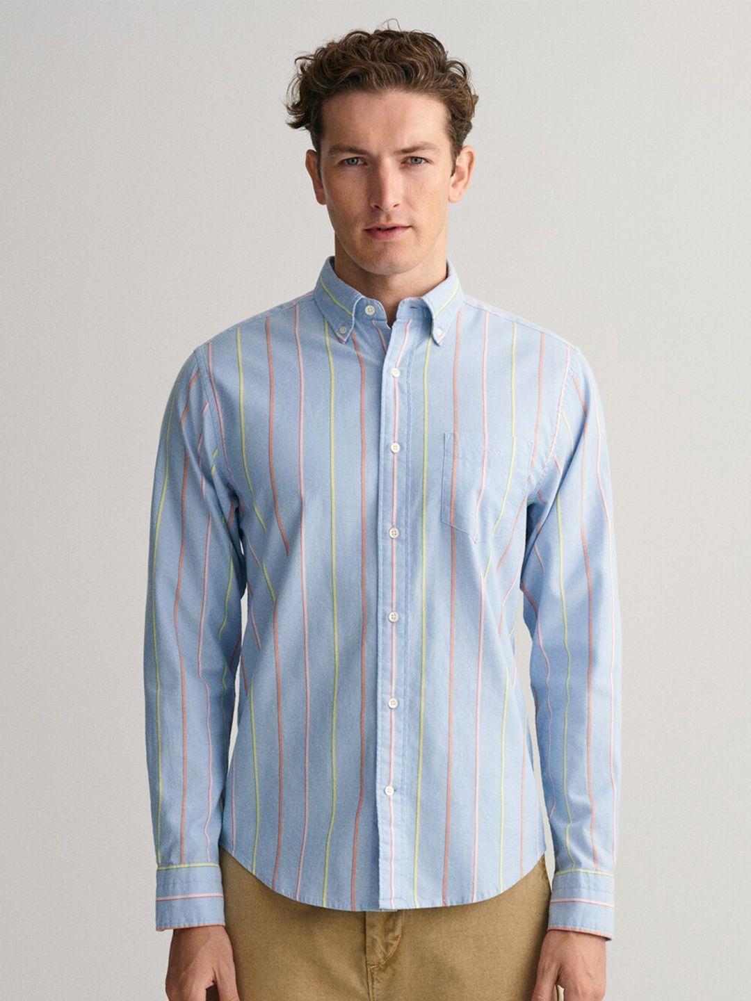 gant men comfort vertical striped cotton casual shirt