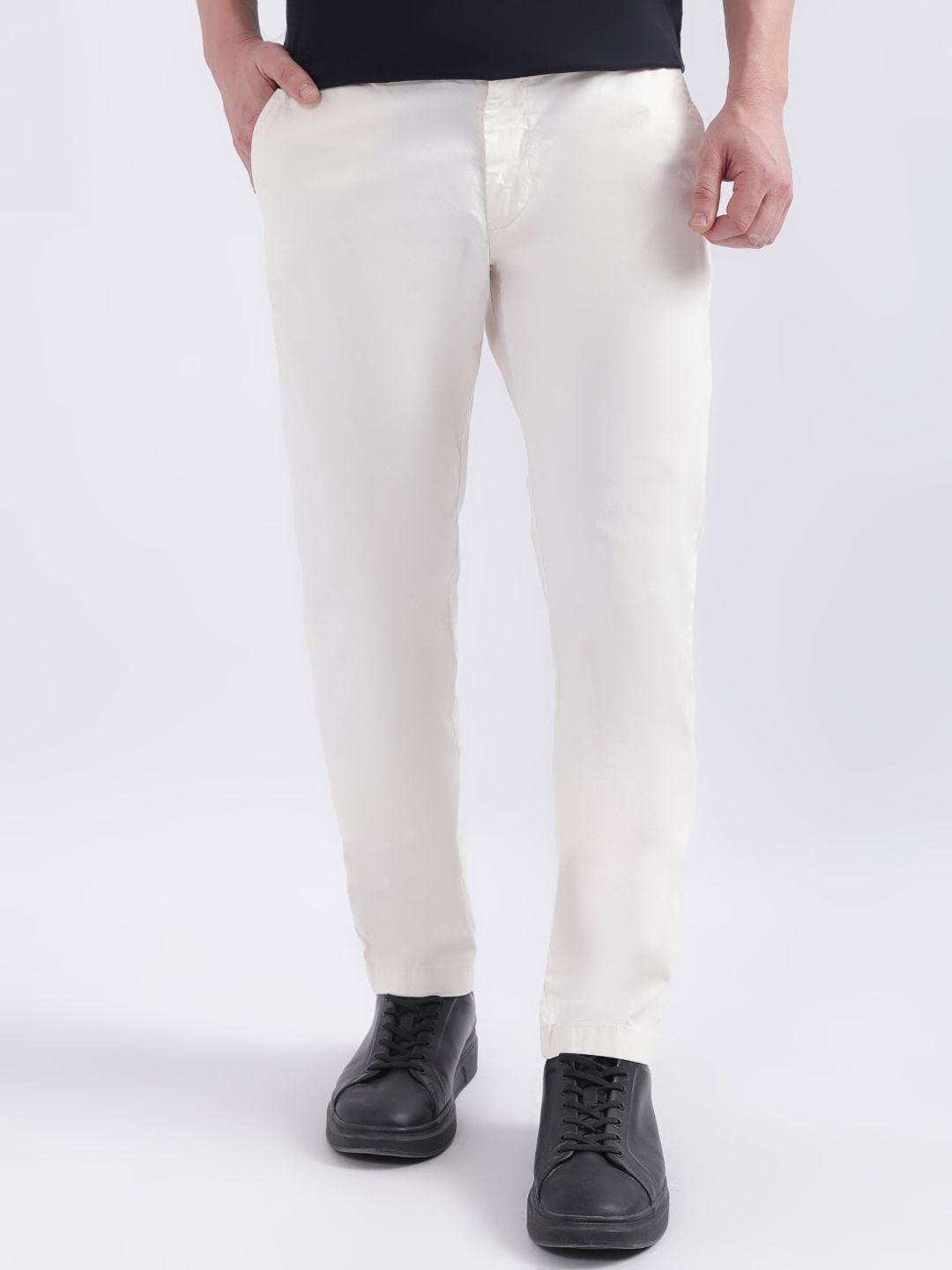 gant men cream-coloured slim fit trousers