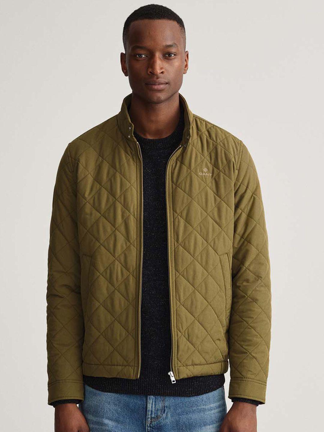 gant men green checked windcheater quilted jacket
