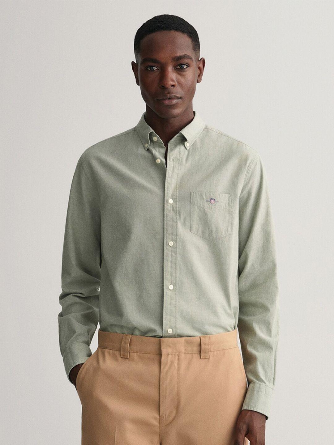 gant men green classic casual shirt