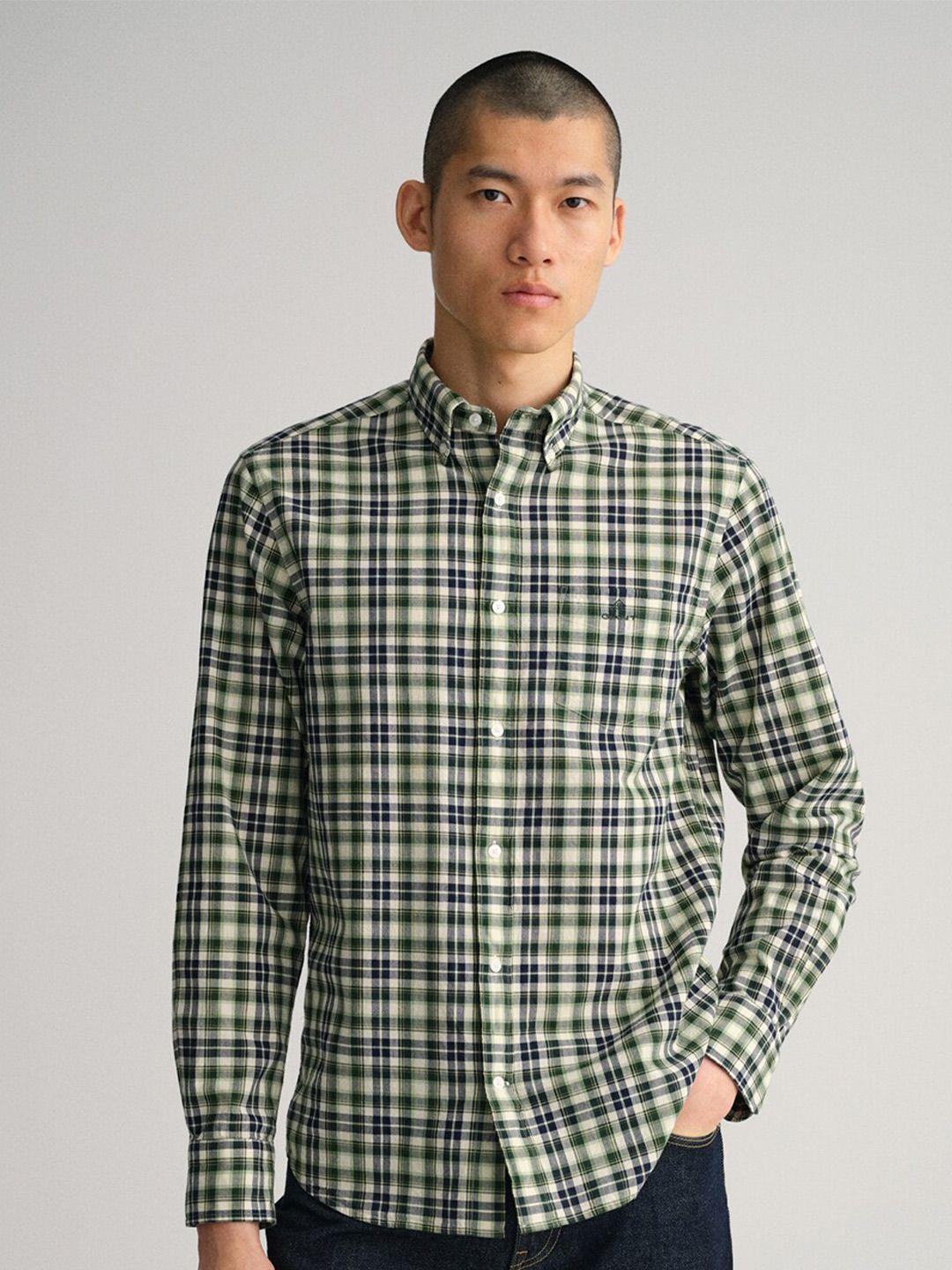 gant men green classic tartan checks casual shirt