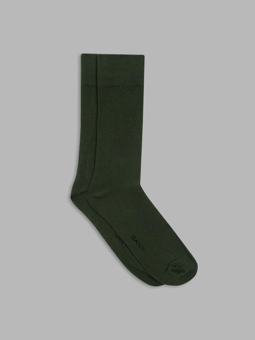 gant men green solid calf-length cotton socks