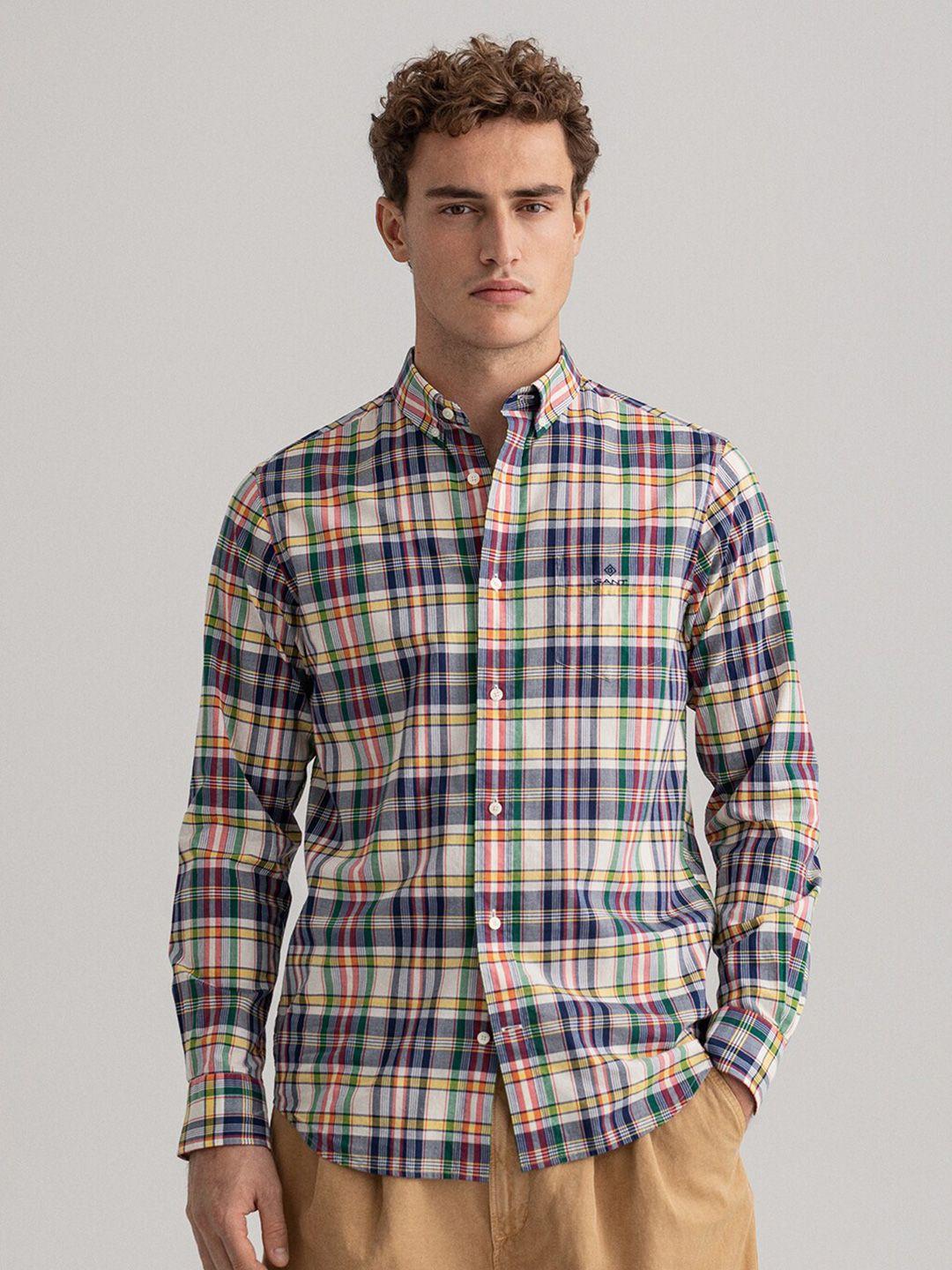 gant men multicoloured classic tartan checked casual shirt