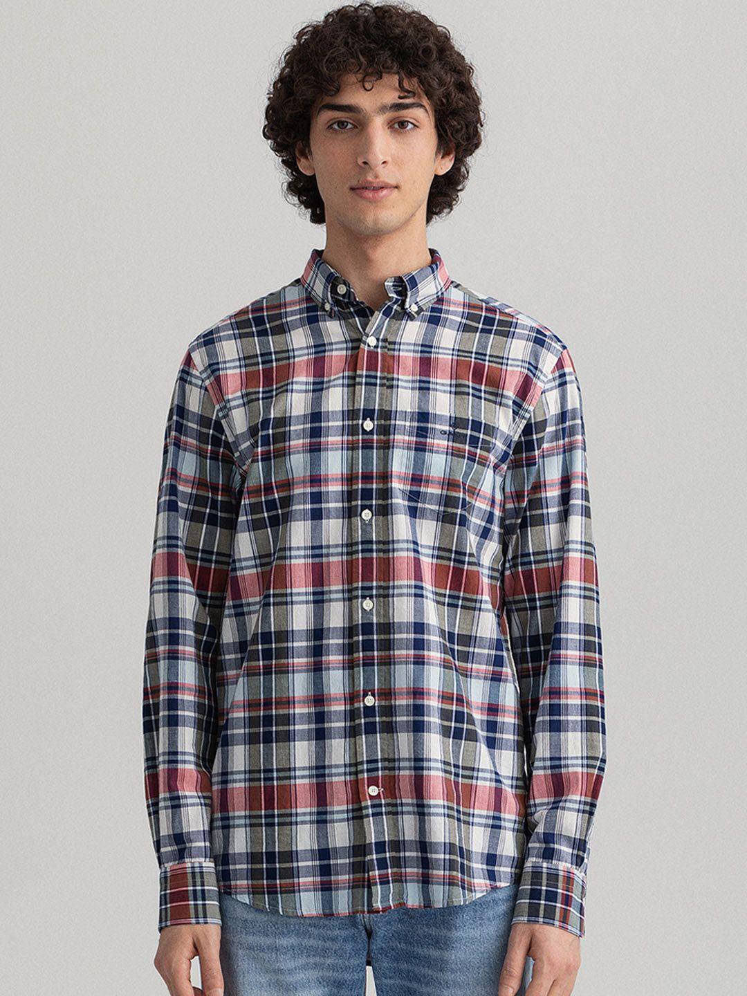 gant men multicoloured tartan checked casual shirt