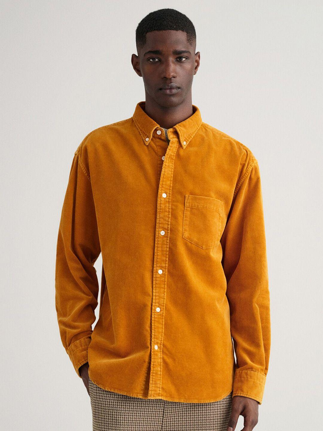 gant men orange classic casual shirt