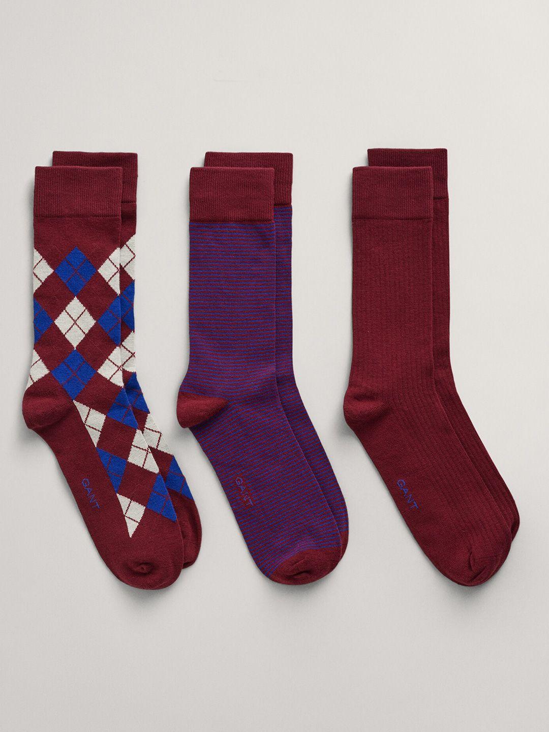 gant men pack of 3 calf-length socks