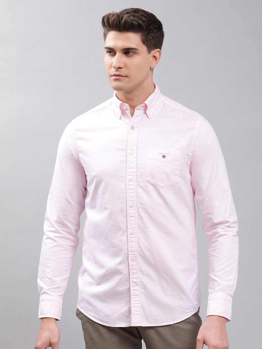 gant men pink classic cotton casual shirt