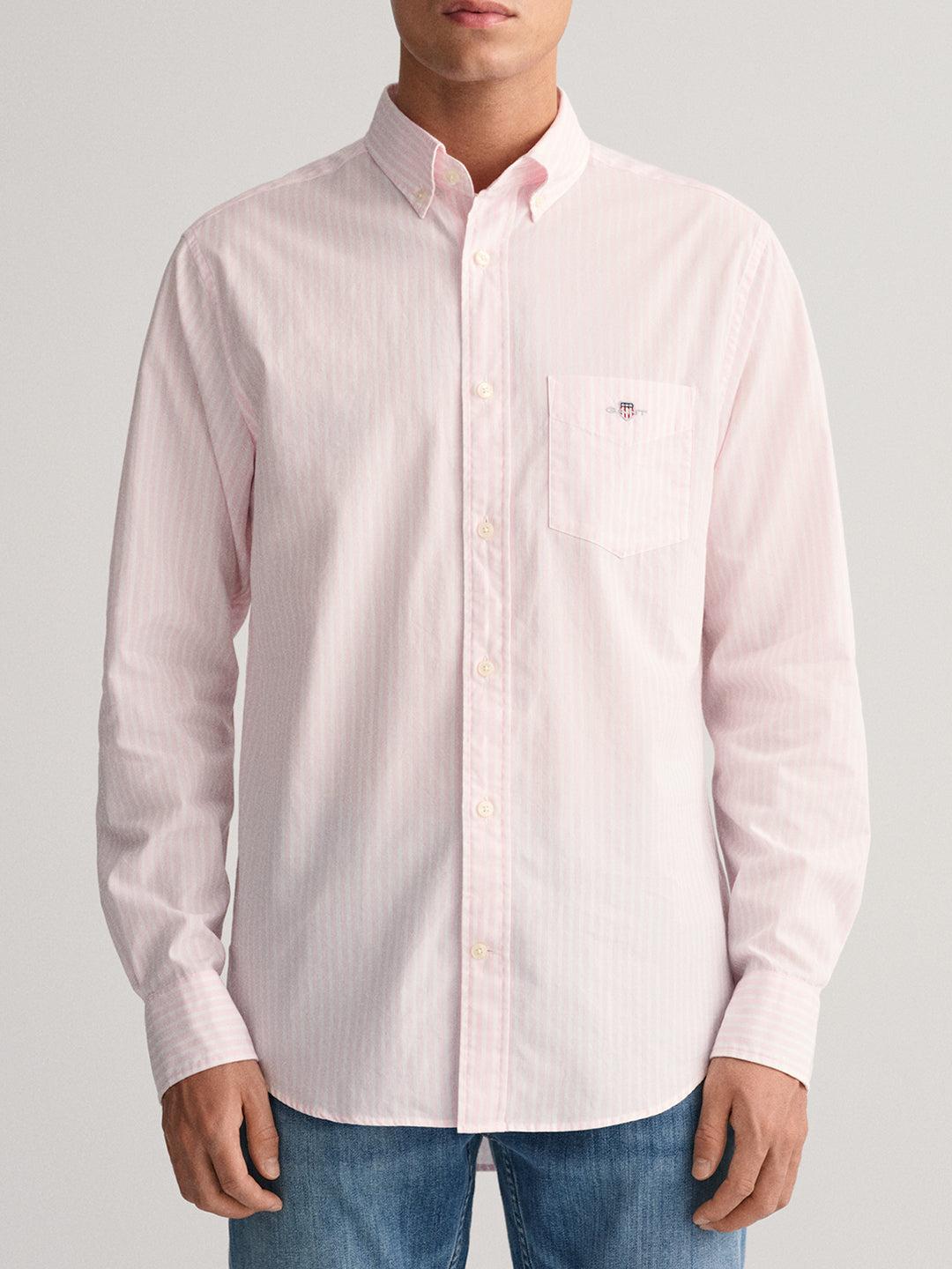 gant men pink striped shirt