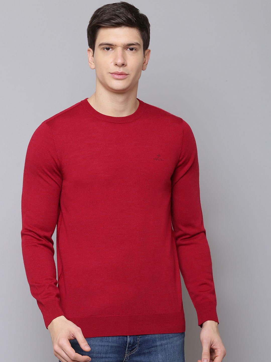 gant men red solid pullover