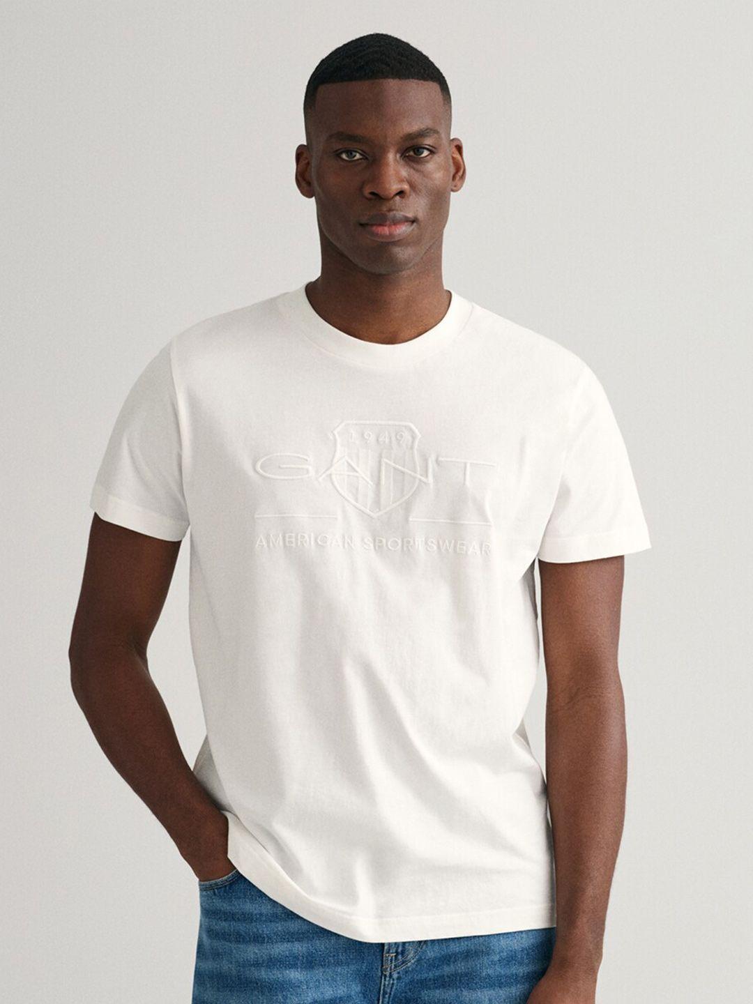 gant men typography embroidered cotton t-shirt