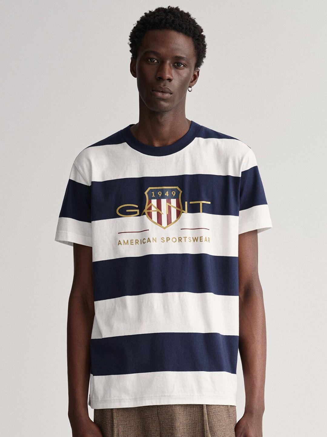 gant men white striped t-shirt